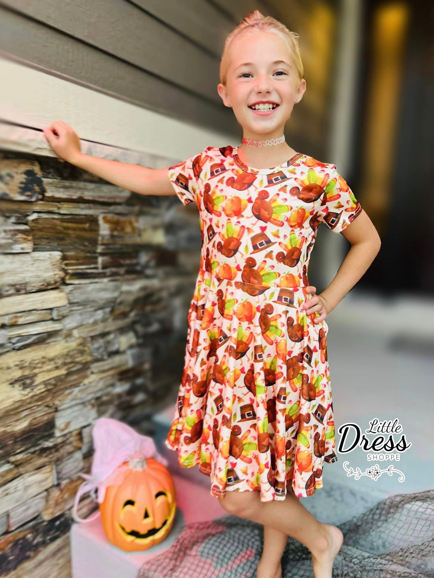 Watercolor Turkey Twirl Dress