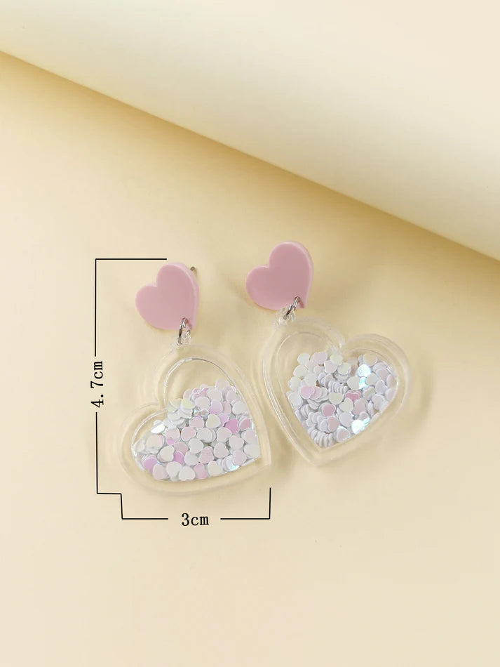 Glitter Confetti Heart Earrings