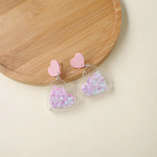 Glitter Confetti Heart Earrings