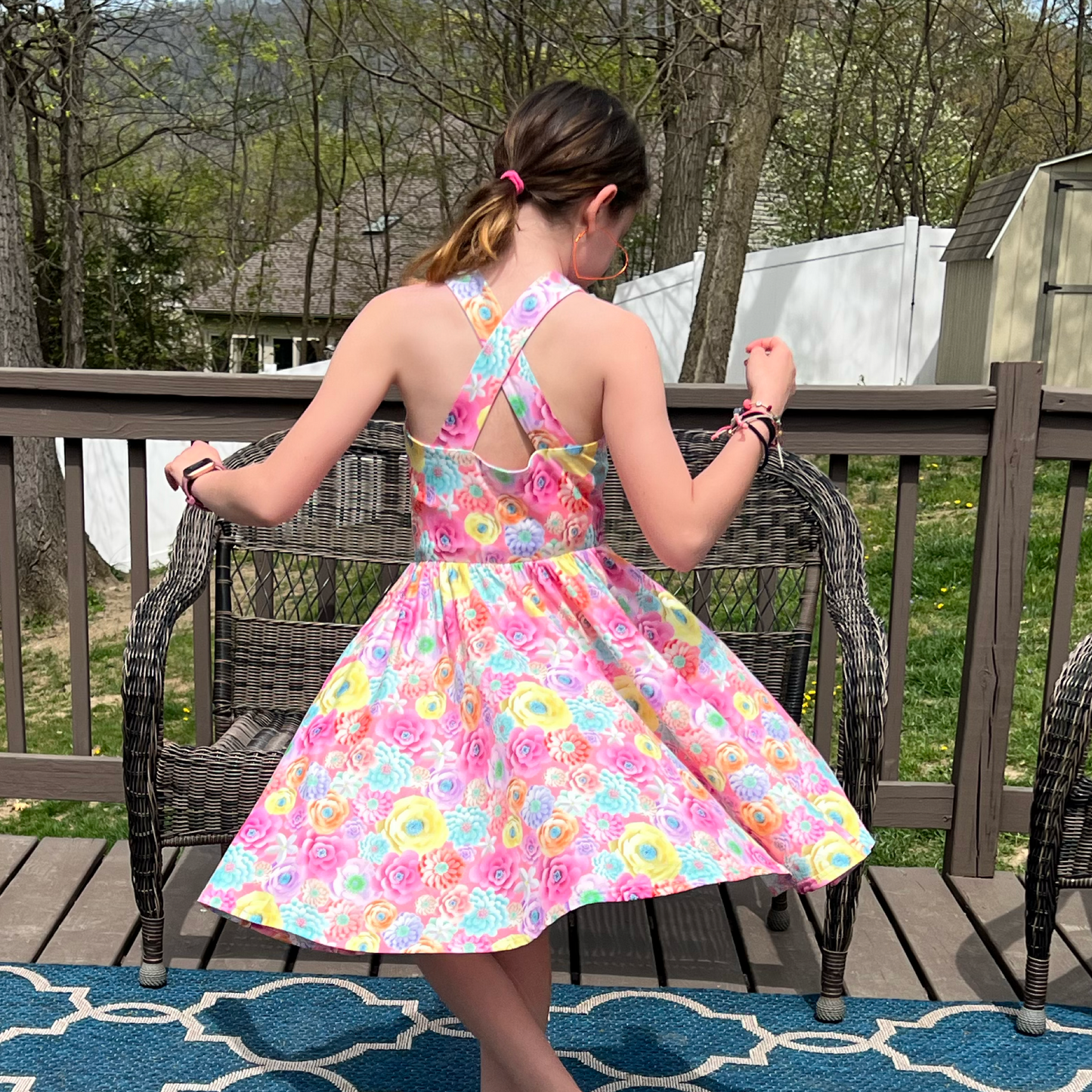 Pastel Floral Magic Crossback Tank Dress