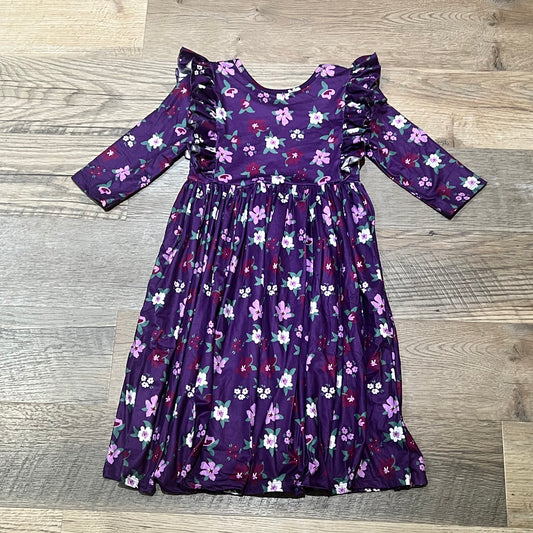 Violets In Bloom Ruffle Twirl Dress