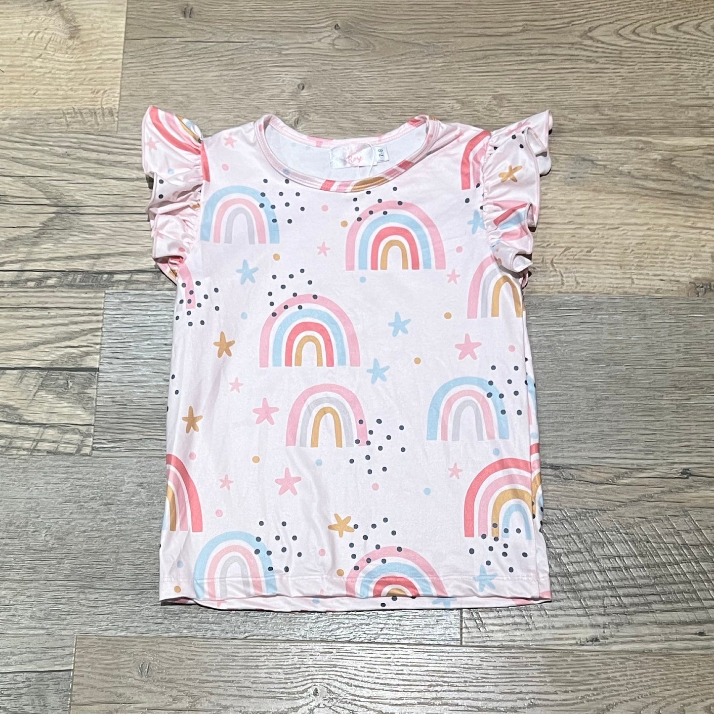 Over The Rainbow Short Sleeve Ruffle Tee