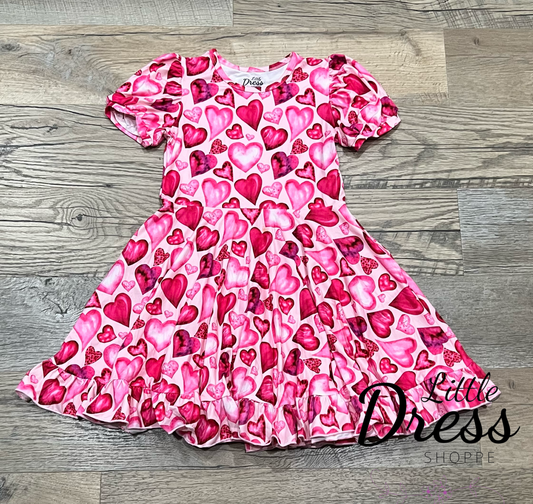 Pink Hearts Twirly Dress