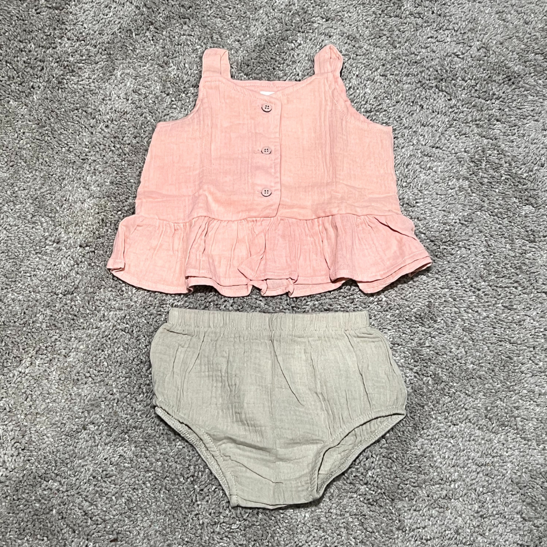 Pink and Tan Two-Piece Set