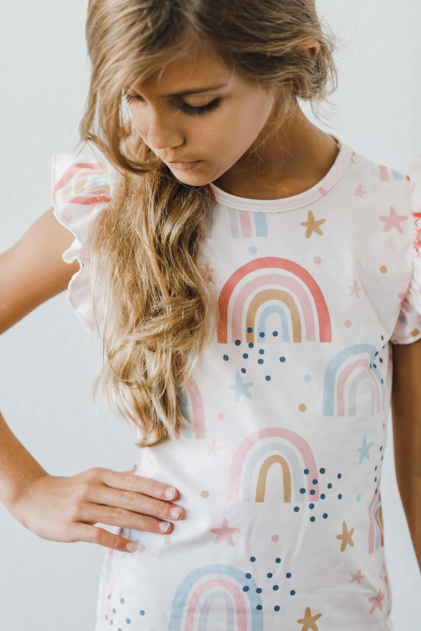 Over The Rainbow Short Sleeve Ruffle Tee