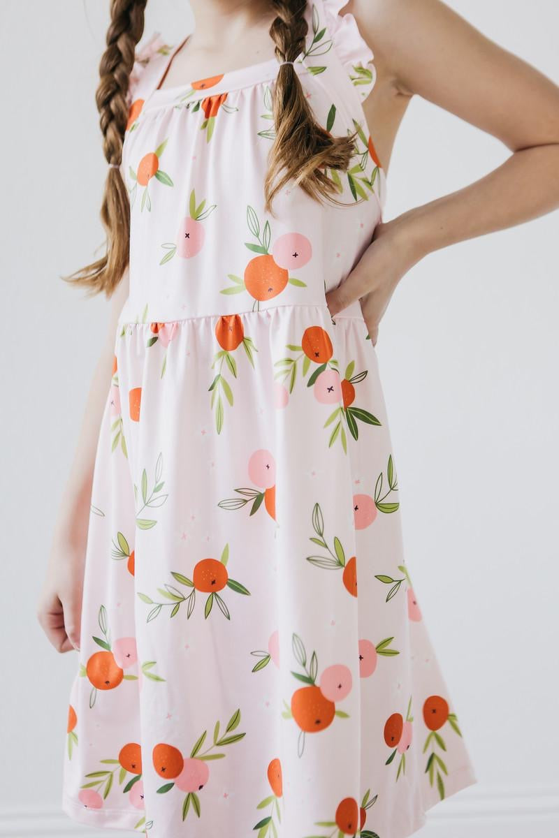 Tangerine Ruffle Strappy Tank Dress
