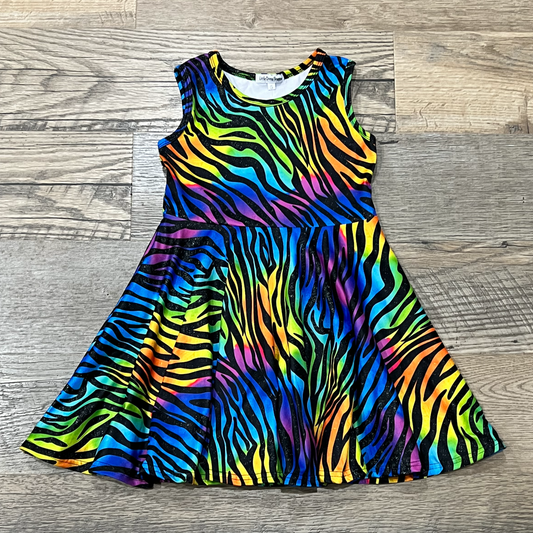 Twirl Rainbow Zebra Dress
